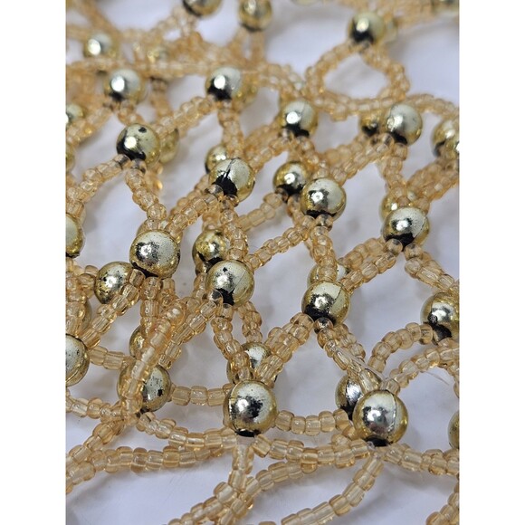 Gold Tone Hat Beaded Flapper Rare VTG Art Deco Fringed Skull Cap Cloche main image 4